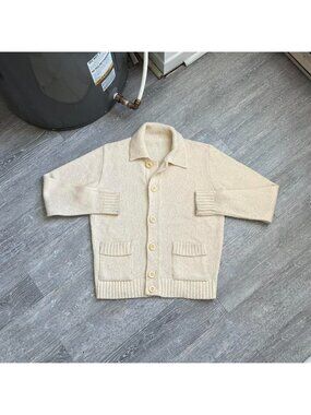 Cream / Beige Vintage 70’s / 80’s Handknit Button-Up Cardigan Sweater